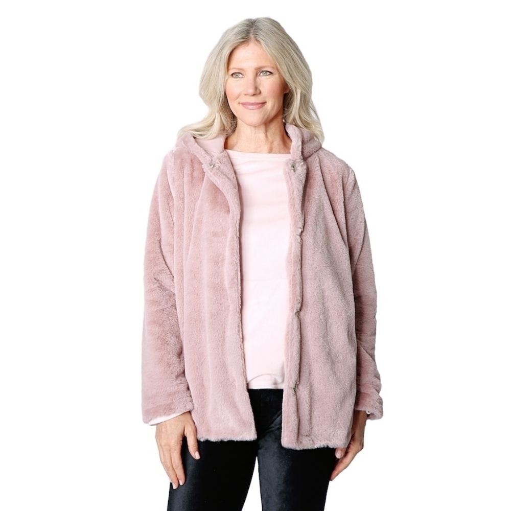 Cuddl Duds Faux Fur Jacket With Hood Size 1X - Picture 2 of 11
